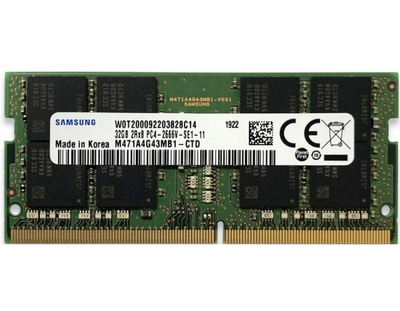 Пам'ять Samsung 32 GB SO-DIMM DDR4 2666 MHz (M471A4G43MB1-CTD)