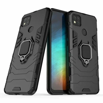 Чохол Iron Ring для Xiaomi Redmi 10A броньований бампер із підставкою Black
