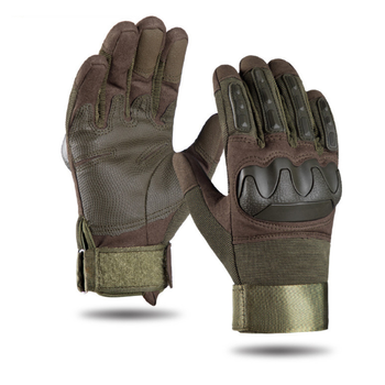 Перчатки тактические военные-армейские сенсорные CAMO с защитой костяшек кулака дышащие, боевые XL Olive CMO911-2