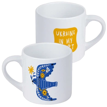 Чашка з принтом Ukraine in my heart птица 170 мл