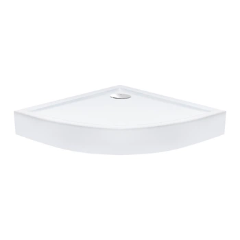 Душевой поддон Qtap ROBIN 309912C, полукруглый, 90x90x12, акриловый + ножки, диаметр слива 90 мм + сифон с гидрозатвором хром