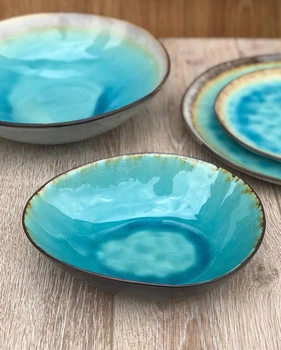 Салатник Olens "BLUE LAGUNA" 21х17x5,5 см керамика овальный голубой