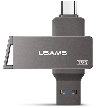 Флешка USAMS US-ZB201 Type-C OTG USB3.0 128GB, сіра