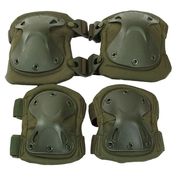 Комплект Тактичні наколінники та налокітники захисні Zelart Green Олива (F01-P)