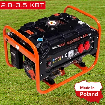 Бензиновый генератор 3.5 кВт с ручным запуском KRAFT&DELE KD160 +AVR Однофазный Бензогенератор 3500 Вт с механическим ручным стартером Электрогенератор на бензине 220В