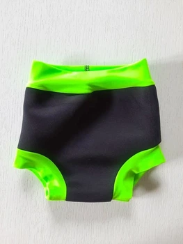 Многоразовые трусики для плавания BabyKo чорні/салат неопренові р.XL