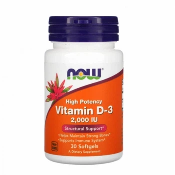 Витамин Д-3, Vitamin D-3, Now Foods, 2,000 МЕ, 30 гелевых капсул (NOW-00355)