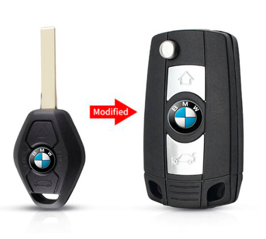 Корпус выкидного ключа для модификации ромба BMW Е46, Е56, Е60, Х3, Х5 AdlerKey (98-36) (БМВ) 3 - кнопки, лезвие HU92 (для переделки обычного ключа в выкидной, откидной корпус с лезвием, болванка, деталь, запчасть)