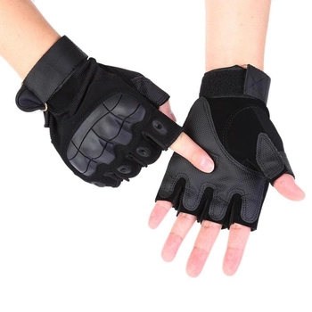 Тактические перчатки без пальцев, беспалые, Черные, размер XЛ (1907224204)