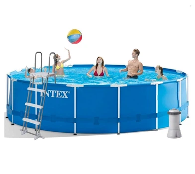 Бассейн каркасный Intex 16805 л 457x122 см с насосом 3785 л/ч тентом подстилкой и лестницей Синий (IP-172515)