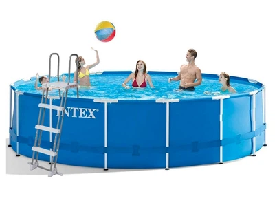 Бассейн каркасный Intex 16805 л 457x122 см с тентом подстилкой и лестницей Синий (IP-172517)