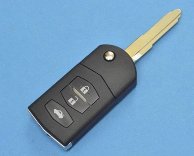 Корпус викидного ключа на три кнопки Європа для Mazda CX3 CX5 CX9 3 6 AdlerKey (31-29) з лезом та логотипом (Для реставрації відновлення ключа, відкидний корпус з лезом, болванка, деталь, запчастина для Мазда)