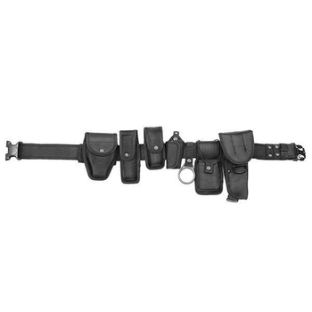 Ремінь тактичний MFH з кобурою для пістолета, наручників, газового балончика, ліхтаря, рації, кийки та ключів - Black - 22763A