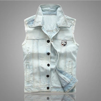 Жилет джинсовый мужской FASHION голубой 2XL 03081