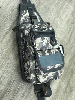 Тактическая нагрудная сумка с кобурой, много отделений, прочная и многофункциональная с липучкой Камуфляж Пиксель