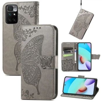 Чехол-книжка с рисунком UniCase Butterfly для Xiaomi Redmi 10 / 10 (2022) / 10 Prime - Grey