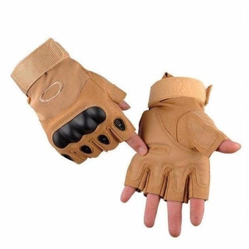 Тактические перчатки без пальцев Oakley цвет бежевые Tactical Gloves PRO beige для ЗСУ ТРО ССО размер M