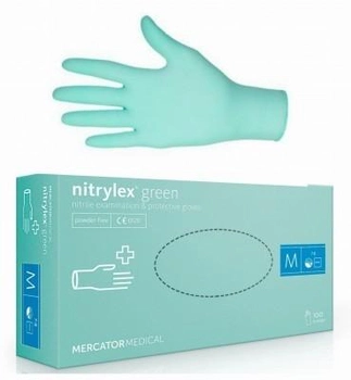 Перчатки медицинские Mercator Medical Nitrylex® Green нитриловые нестерильные неопудреные M 100 шт Мятные (6736090)