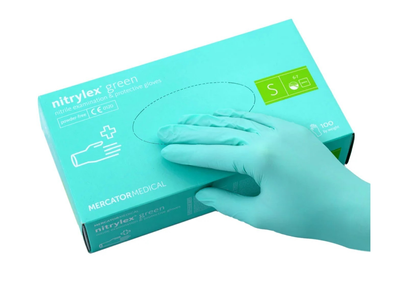 Перчатки медицинские Mercator Medical Nitrylex® Green нитриловые нестерильные неопудреные S 100 шт Мятные (6736092)