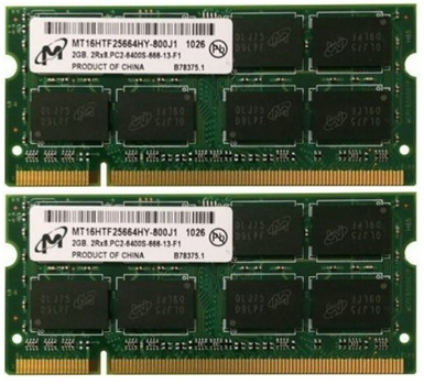Оперативная память Micron SoDimm 4Gb (2*2Gb) DDR2 800MHz PC2-6400 CL6 (MT16HTF25664HZ-800J1) Б\у