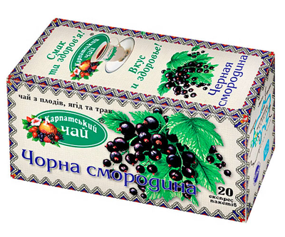 Трав'яний чай Карпатський чай Чорна Смородина у пакетиках 20 шт