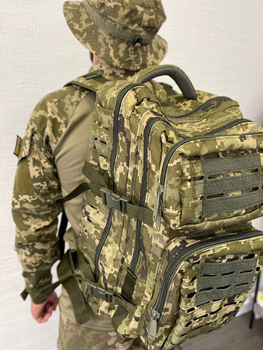 Рюкзак тактичний, військовий, міцний UKR-TAC, Cordura 600D піксель 55 л