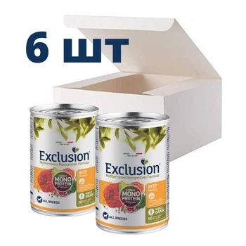 Упаковка вологого корму для собак Exclusion Adult Beef з яловичиною 400г 6шт