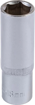 Головка торцевая 6-гранная удлиненная MASTERTOOL ½" 18 мм L 78 мм CrV 78-0518