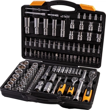 Набір інструментів MASTERTOOL PROFI ¼"&½" 111 шт 4-14 мм 10-32 мм CrV50BV30 телескопічна тріскачка 72T протиударний кейс 78-5112