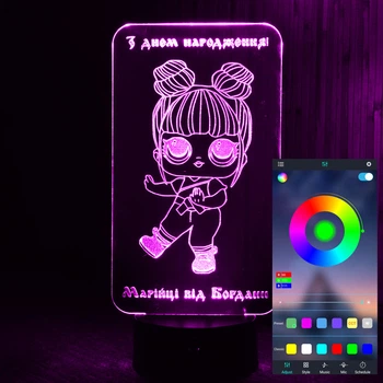 Акриловый светильник-ночник управление с телефона кукла ЛОЛ (L.O.L) tty-n000414