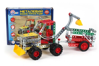 Конструктор металлический TechnoK "Трактор с прицепом" 265 деталей 4876TXK