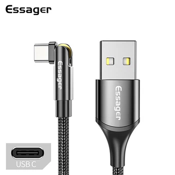 Зарядный кабель ESSAGER USB з обертаючим конектором Type-C 3A 1метр