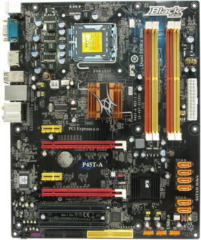 Материнская плата Socket 775 EliteGROUP P45T-A Black Edition ( s775, DDR2, P45 CHIPSET, PCI-Ex16 ) Б/У