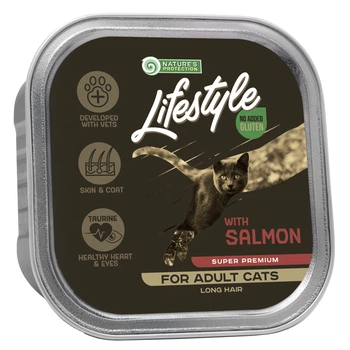 Вологий корм для дорослих довгошерстих котів з лососем Nature's Protection Lifestyle Long Hair with Salmon, 85 г