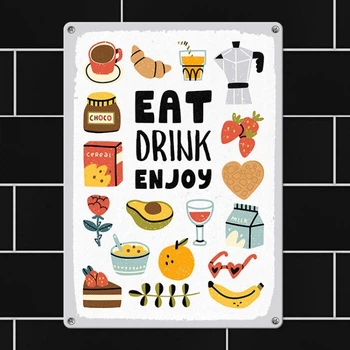 Табличка металлическая Eat, drink, enjoy