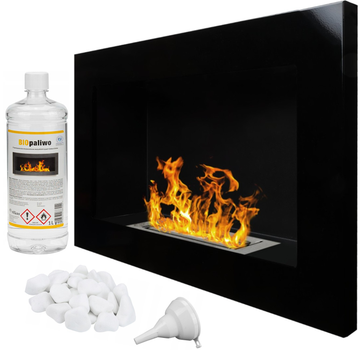 Биокамин настенный с биотопливом Fire Comfort 650x400x120 Черный глянцевый