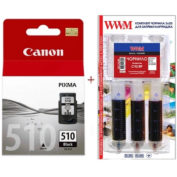 Картридж Canon для Pixma MP230/MP250/MP270 PG-510 + Заправочный набор Black (Set510-inkB)