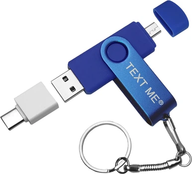 USB\OTG Флеш накопитель TEXT ME 16GB + Адаптер Type-C Blue (18189)