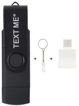 USB\OTG Флеш накопитель TEXT ME 32GB + Адаптер Type-C Black (18820)