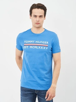 Футболка хлопковая длинная мужская Tommy Jeans 10638.5 S Голубая