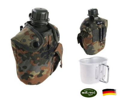 Фляга + чашка + чехол Mil-tec Flecktarn, 1л.