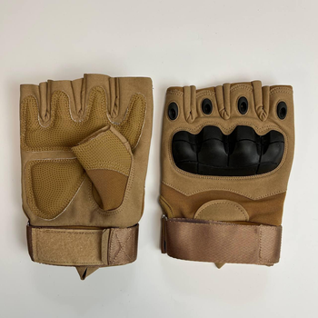 Тактические перчатки без пальцев Gloves HF 1 койот L