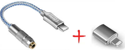Усилитель звука для наушников ЦАП Nautilus CX Pro CX31993 Type C to 3,5 мм + адаптер для Iphone Silver
