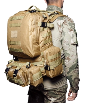 Рюкзак тактический штурмовой зсу 50 л, рюкзак военный койот, походный ВСУ армейский