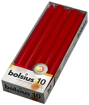 Свеча коническая красная Bolsius 24,5 см 10 шт (s30-030Б )
