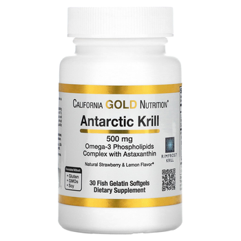 Олія антарктичного криля, з астаксантином, California Gold Nutrition, 500 мг, 30 капсул