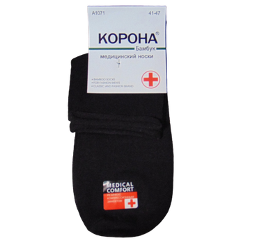 Носки медицинские без резинки Корона 1071 41-47 черные