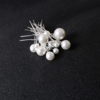 Шпильки с жемчугом разного размера "Pearl Placer", набор 18 шт - серебро