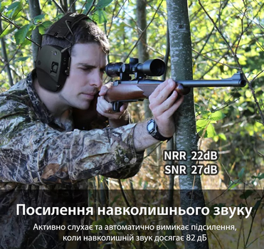 Активные наушники складные тактические для стрельбы и защиты органов слуха с Bluetooth Prohear EM030 Brown