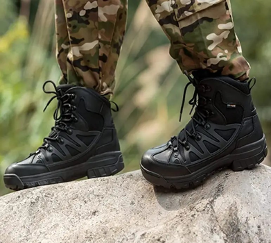 Берці FREE SOLDIER, чорні, дихаюча, водовідштовхувальна, похідне взуття, тактичні армійські черевики, військові черевики р.45